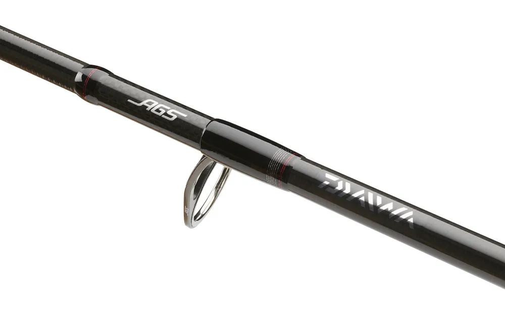 Détail des anneaux AGS à cadre carbone de la Daiwa Steez AGS