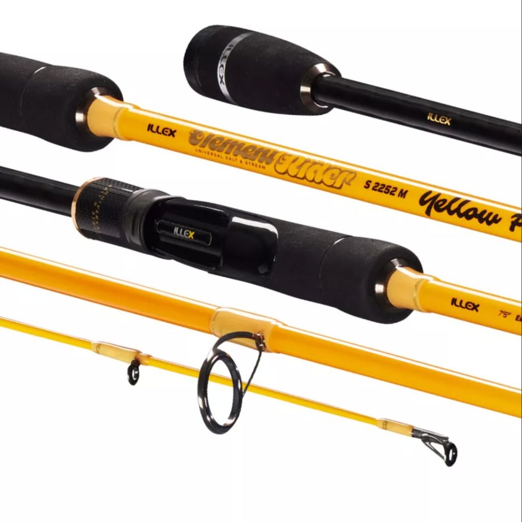 Canne spinning Illex Element Rider X5 S 2252 M Yellow Flow, porte-moulinet VSS et anneaux Fuji K