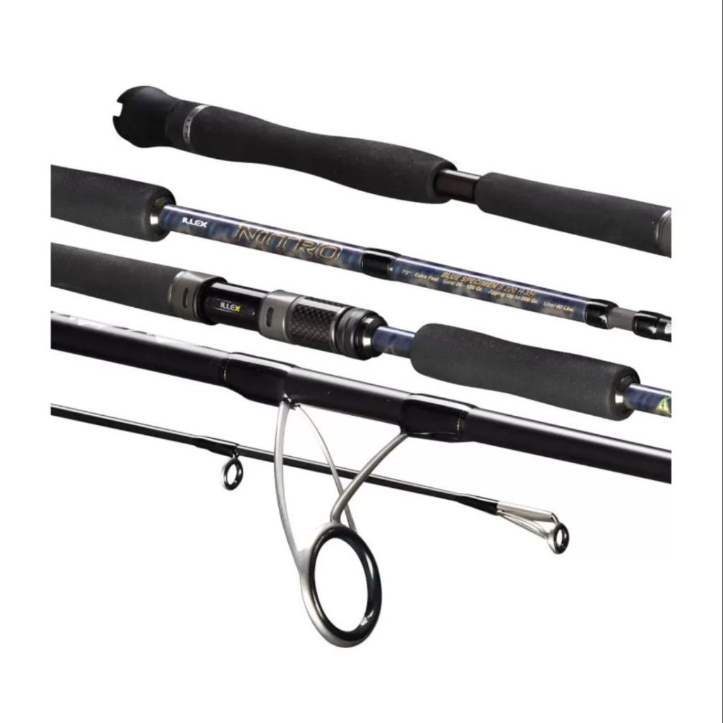 Canne spinning Illex Nitro S 220 H-XH Blue Specimen, poignée EVA, porte-moulinet KDPS et anneaux Fuji Alconite K