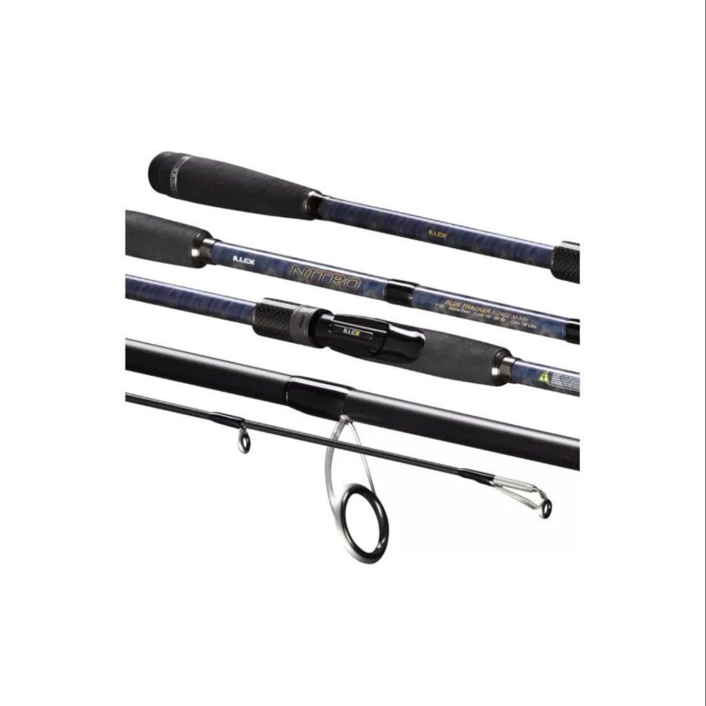 Canne spinning Illex Nitro S 2402 MH Blue Tracker, poignée EVA, porte-moulinet VSS et anneaux Fuji Alconite K